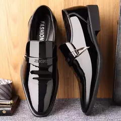 Zapatos de cuero lacado para hombre, calzado de negocios, edición coreana, conjunto puntiagudo británico - comprar en línea