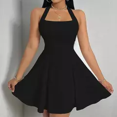 Mia Muse Vestidos de mujer para todas las estaciones Moda Halter Cuello cuadrado Plisado Una línea Mini Vestido de lechera sexy elegante - tienda en línea