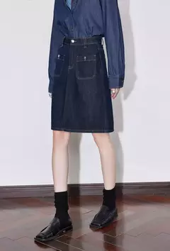 TOYOUTH falda de mujer 2025 primavera nuevo estilo americano High Street una línea hasta la rodilla ropa de trabajo falda vaquera - Eleganzie