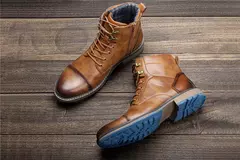 Imagen de Botas Retro para hombre talla 7 ~ 13, botas de cuero cómodas a la moda para primavera 2023