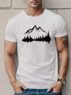 Camiseta holgada informal de algodón 100% para hombre, camiseta de manga corta con cuello redondo y estampado de montañas y árboles de talla grande, deportiva, de verano - buy online