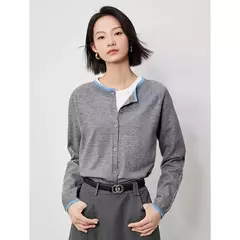 TOYOUTH-suéter de punto para mujer, cárdigan de manga larga con botones y cuello redondo, Color contrastante, novedad de otoño, 2024