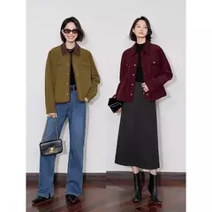 TOYOUTH-Chaqueta de pana para mujer, abrigo de invierno de manga larga con cuello tipo Polo, prendas de vestir gruesas de felpa con botones de Metal, 2024 - Eleganzie