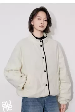 Imagen de TOYOUTH-abrigo grueso de algodón para mujer, chaqueta elegante con empalme de Color contrastante y cuello de solapa de manga larga para invierno 2024
