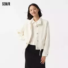 Semir-ropa de abrigo para mujer, chaqueta holgada con hombros caídos y cuello levantado, nueva chaqueta con estampado de letras, primavera 2024