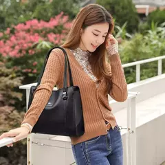Image of Bolsos de mano informales de piel sintética de alta calidad de marca genuina, bolsos de lujo para mujer, bolsos de hombro de diseñador con asa superior para mujer