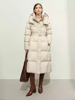 AMII-Abrigo acolchado de plumón minimalista para mujer, abrigo largo con capucha y cinturón, ligero y cálido, ropa de abrigo de moda para invierno, 2023, novedad de 12344187 - comprar en línea