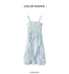 Semir-vestido de diseñador para mujer, gasa con estampado Floral, novedad de verano 2021, sin tirantes, dobladillo con volantes, estilo de vacaciones - comprar en línea