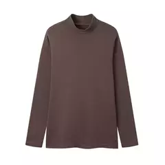 Semir-ropa interior de Cuello medio alto para hombre, cómoda, a la moda, microcepillada, capa Base Simple diaria on internet