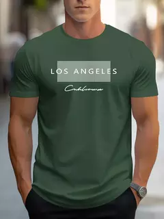 Camiseta holgada de verano 100% algodón para hombre, camiseta de manga corta con estampado gráfico de Los Ángeles grande, ajustada, informal, deportiva, con cuello redondo - buy online