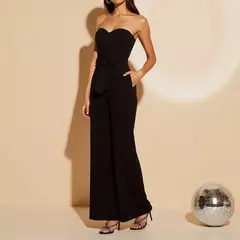 Monos Mia Muse de primavera ajustados con lazo decente y hombros descubiertos, monos rectos hasta el tobillo para oficina para mujer - Eleganzie