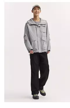 Image of Chaqueta Semir para hombre, prendas de vestir exteriores, chaqueta holgada con capucha de tres pruebas para exteriores, mangas con hombros caídos y bolsillos grandes, otoño 2024