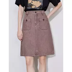 TOYOUTH falda de mujer 2025 primavera nuevo estilo americano High Street una línea hasta la rodilla ropa de trabajo falda vaquera - Eleganzie