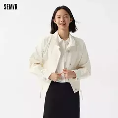 Semir-ropa de abrigo para mujer, chaqueta holgada con hombros caídos y cuello levantado, nueva chaqueta con estampado de letras, primavera 2024