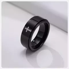 Anillo Giratorio de Acero Inoxidable con Cruz – Estilo Religioso para Hombres - Eleganzie