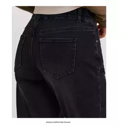 Semir-pantalones vaqueros deshilachados para mujer, pantalón holgado de pierna recta, invierno, 2024