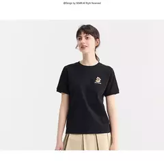 Imagen de Semir Luo-camiseta negra pequeña de manga corta para mujer, blusa bonita con estampado juguetón, jersey de cuello redondo de dibujos animados, novedad de verano 2024