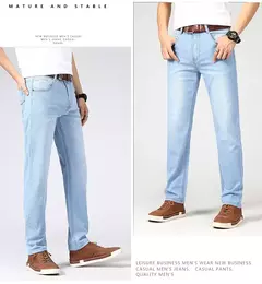 Pantalones vaqueros ajustados de talla grande 28-40 para hombre, pantalones suaves avanzados clásicos informales a la moda, pantalones elásticos que combinan con todo de marca para hombre - Eleganzie