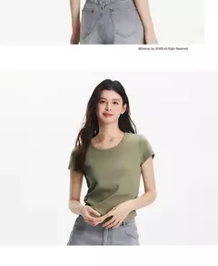 Semir-Camiseta de manga corta para mujer, Top recortado ajustado con hombros descubiertos, Top bordado de verano 2025, versátil para trajes elegantes - tienda en línea