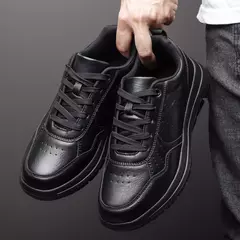 Zapatos de cuero de negocios para hombre, mocasines suaves, zapatos casuales cómodos para hombre, zapatillas de deporte blancas y negras sólidas de otoño para hombre - buy online