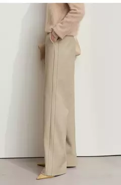 AMII-pantalones minimalistas de punto en espiga para mujer, pantalón de pierna ancha de cintura alta, informal, para ir al trabajo, invierno, 2024 12444064 - Eleganzie