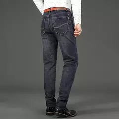 Pantalones vaqueros clásicos de moda de negocios para hombre, pantalones vaqueros informales rectos elásticos azules y negros para trabajo, ropa de marca para hombre - buy online