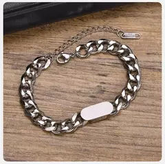 Vnox Pulseras de cadena cubana para hombre y mujer, pulsera de eslabones de acero inoxidable de 7,5 mm, joyería de personalidad simple ajustable - comprar en línea