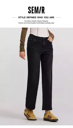 Semir-pantalones vaqueros deshilachados para mujer, pantalón holgado de pierna recta, invierno, 2024 en internet