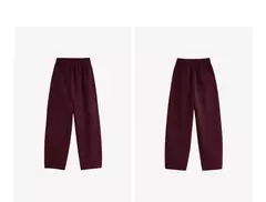 Imagen de TOYOUTH pantalones de chándal informales de lana para mujer 2024 Otoño e Invierno nueva cintura elástica Ankela pantalones largos de plátano cálidos gruesos rojos