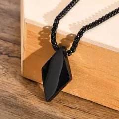 Vnox Collar de rombo para hombre, colgante geométrico de acero inoxidable con cadena de caja ajustable, collar minimalista clásico simple en internet