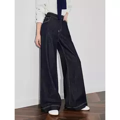 TOYOUTH mujeres Denim Jeans 2025 primavera nueva cintura alta lavada recta pierna ancha Slim Fit pantalones largos - comprar en línea