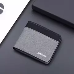 Cartera de lona a la moda para hombre, monedero corto, funda para tarjetas de crédito, tarjetero negro/azul/gris, monedero para hombre, soporte para banco 2023 - Eleganzie