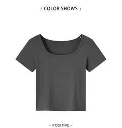 SemirUnderwear Tops de manga corta para mujer, ropa interior Simple, se puede usar fuera del cuello cuadrado, camisa delgada de fondo - tienda en línea