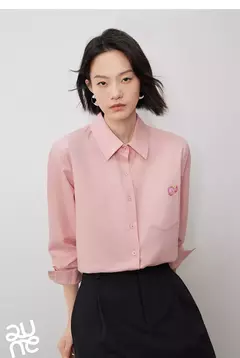 TOYOUTH-Blusa para mujer, camisa de otoño 2024, nueva pintura al óleo multicolor, cuello vuelto, camisa bordada de manga larga, Tops blancos - Eleganzie