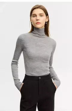 AMII suéter minimalista para mujer 2023 invierno nuevo Simple ajustado cuello alto elástico cálido sólido jerseys Mujer 12323075 - comprar en línea