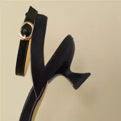Image of FEDONAS-Sandalias de piel auténtica para mujer, zapatos de tacón con correa al tobillo, a la moda, para fiesta, boda, graduación, oficina, Verano