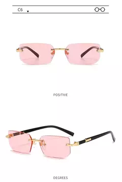Imagen de Gafas de sol sin montura a la moda para hombres y mujeres, gafas de sol sin marco populares, gafas de sol clásicas para hombre y mujer, gafas de sol cuadradas pequeñas para viajar en verano