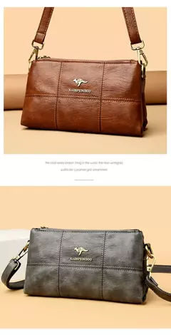 Imagen de Bandolera de cuero suave con hilo de dos capas, bolso cruzado de lujo para mujer, bolsos pequeños a cuadros para mujer y bolso de mano, bolso principal