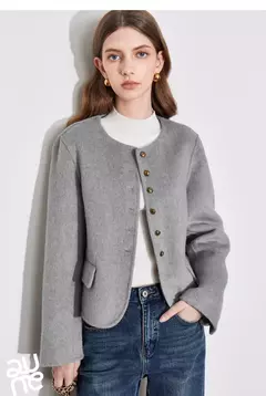 TOYOUTH-abrigo de lana para mujer, chaqueta de lana con botones y un solo pecho, manga larga, oveja, cuello redondo, color gris, otoño e invierno, 2024 en internet
