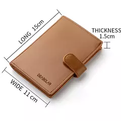 Cartera de cuero para pasaporte de alta capacidad para hombre, múltiples ranuras para tarjetas y una ventana de identificación transparente, bolso para tarjetas de visita Vintage