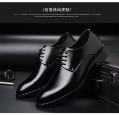 Zapatos de cuero transpirables para hombre, calzado Formal de negocios, Punta puntiaguda, con cordones, para boda, talla grande, Amazon