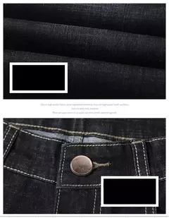 2025 Nuevos pantalones vaqueros elásticos para hombre, pantalones ajustados clásicos regulares de negocios, pantalones rectos negros y azules para hombre, ropa de marca, talla 28-40 - online store