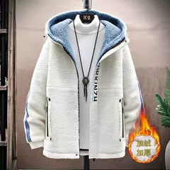 Parkas de piel sintética de lana de alta calidad para hombres, abrigo cálido informal de moda, ropa de calle cálida para pareja, chaqueta de lana de cordero para invierno on internet