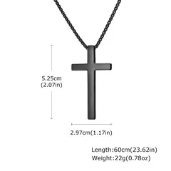 Vnox Collares cruzados para hombres y mujeres, colgante de cruz gruesa de acero inoxidable de color negro y plateado simple con cadena de caja - Eleganzie