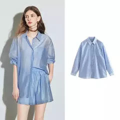 TOYOUTH-Camiseta de Lyocell verde mostaza francesa para mujer, Tops ligeros con protección solar, novedad de verano 2025 en internet