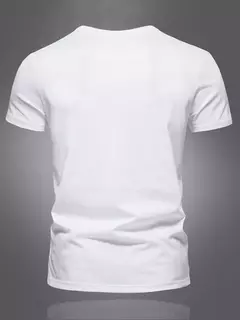 Camiseta deportiva informal de algodón puro 100% de verano para hombre, camiseta holgada de gran tamaño con estampado de letras simples y cuello redondo, camiseta de manga corta - Eleganzie