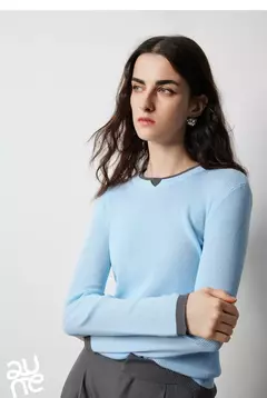 Imagen de TOYOUTH-suéter de punto de lana para mujer, Jersey falso de dos piezas de Color contrastante, ajustado, otoño e invierno, 2024