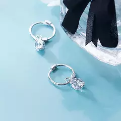 Imagen de Pendientes de Aro de Plata 925 con Circón – Estilo Bohemio y Diseño Geométrico