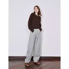 TOYOUTH pantalones de chándal informales de lana para mujer 2024 Otoño e Invierno nueva cintura elástica Ankela pantalones largos de plátano cálidos gruesos rojos en internet