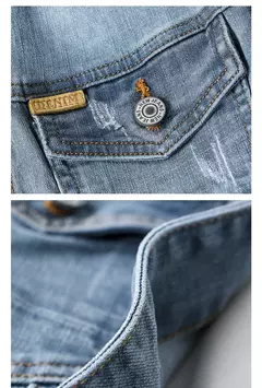 Image of Nueva chaqueta vaquera de algodón informal para hombre de primavera, abrigo vaquero azul Retro lavado ajustado a la moda de estilo clásico, ropa de marca masculina